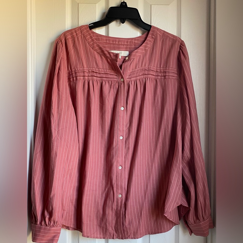 Pink pinstripe blouse